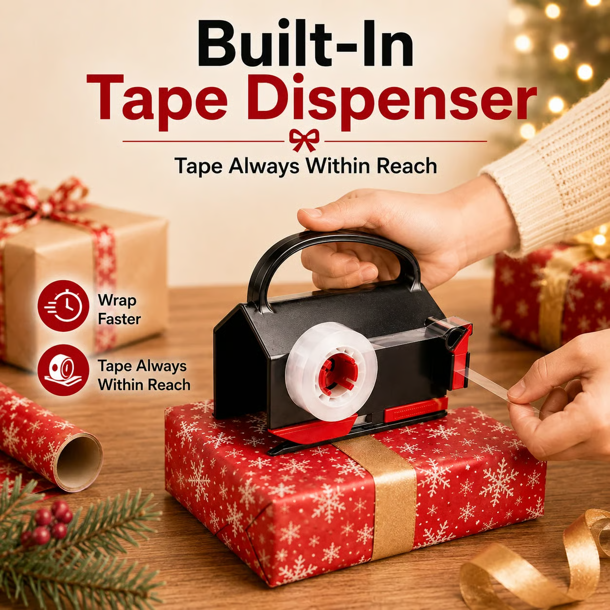 ⏳ LAST DAY SALE 40% OFF !!🔥🔥 New Style Wrapping Paper Cutter – Helps Cut Straight & Clean, Hidden Blade Design, for Wrapping Paper Rolls 🎁
