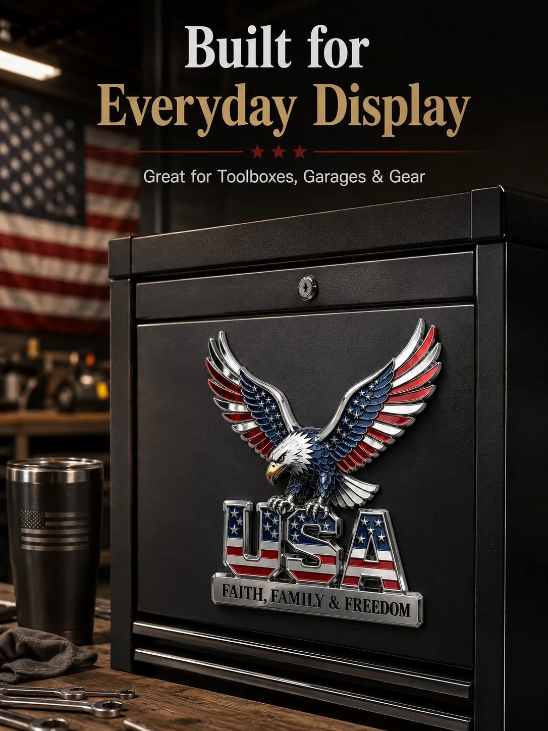 US250th Anniversary - ★USA Faith, Family & Freedom★ Metal Emblem