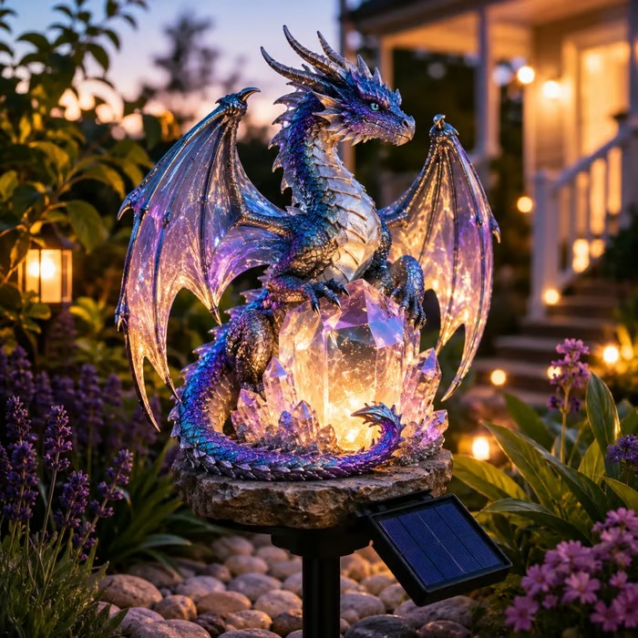 🐉✨ Solar Dragon Crystal Garden Light – Glowing Outdoor Fantasy Decoration with Solar Panel ☀️🌿