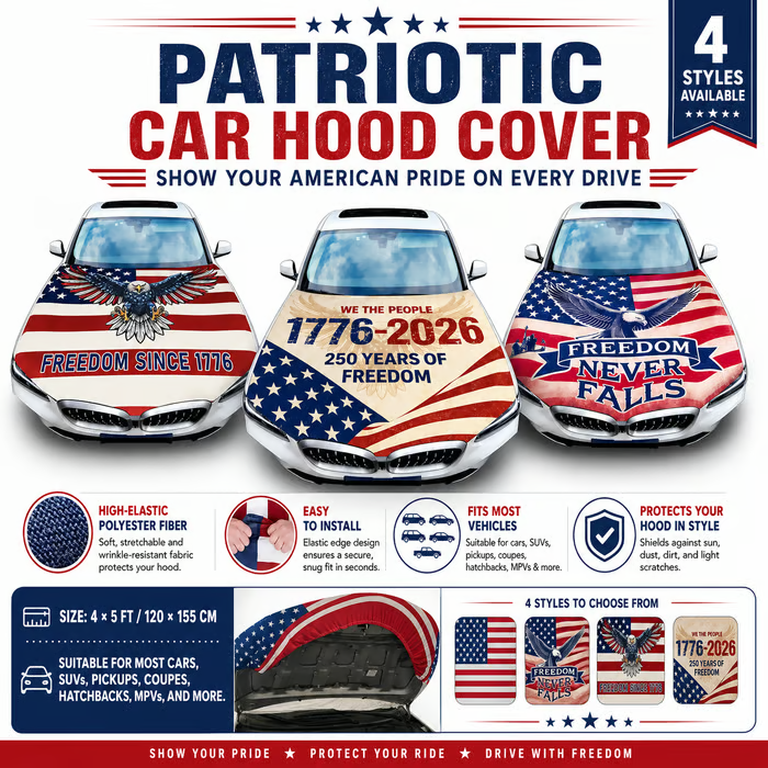 🇺🇸 Paint‑Safe American Hood Flag Cover – Secure Buckle Design for Highway‑Stable Driving🔥Fits Most Cars, SUVs, &Trucks🦅【Buy 2 Free Shipping】