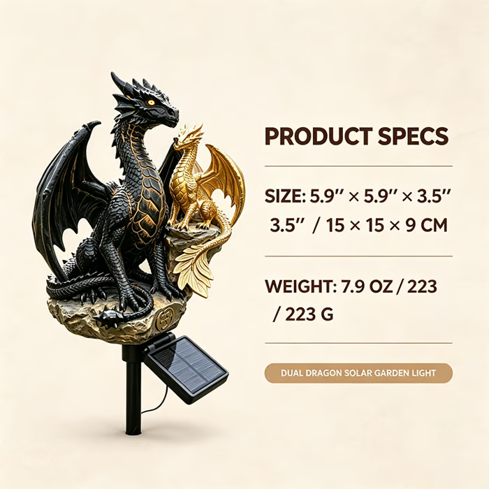 🐉 Solar Twin Dragon Garden Light | Fantasy Outdoor Décor with a Warm Ember Glow