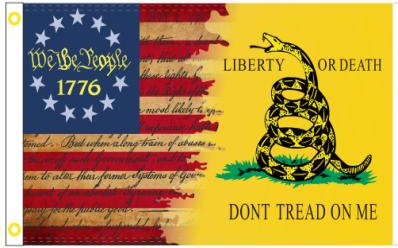 1776 Dont Tread On Me Double-Sided Flag 3x5 Ft We The People Retro American Flag Polyester Mirror Printing Outdoor House Patriotic Banner Decorate Garden Flags Independence Day Decoration