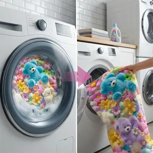 Machine washable plush throw blanket