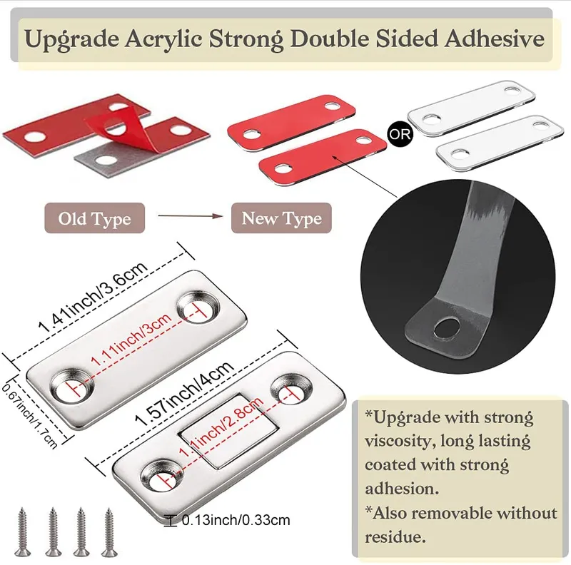 Cabinet catch size and adhesive installation details