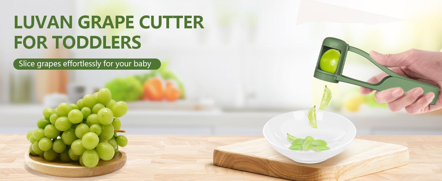 Summer Sale LUVAN Grape Cutter for Toddlers 1-3 - Stainless Steel Baby Fruit Slicer Safe & Easy Grape, Cherry Tomato, Strawberry, Blueberry Cutter - Lightweight Kitchen Gadget for Fruit Salad & Cake Decor