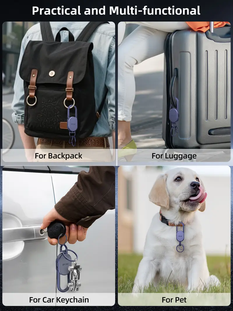 Accessories Works with Apple Find My(iOS Only), Heavy Duty Metal Carabiner Car Key Chains with GPS Tracker