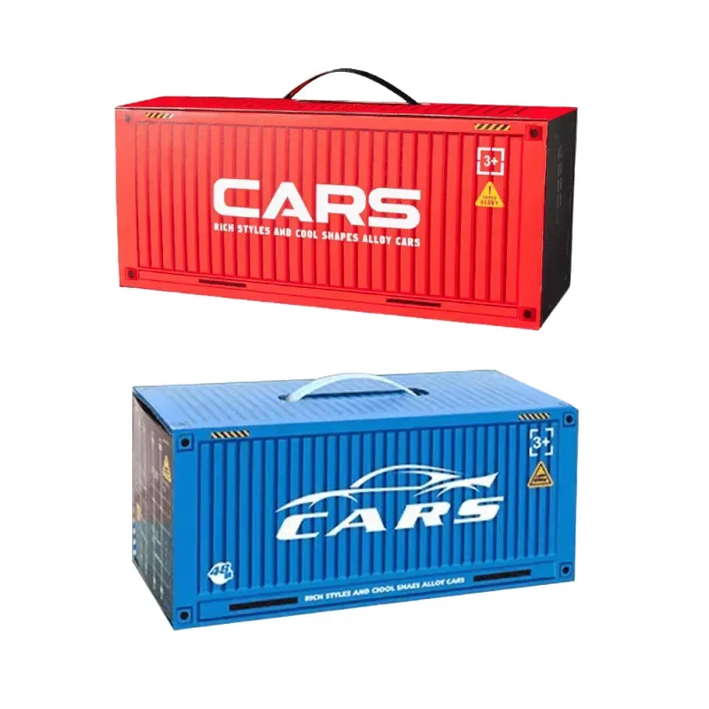 Red and blue alloy racing car garage cases