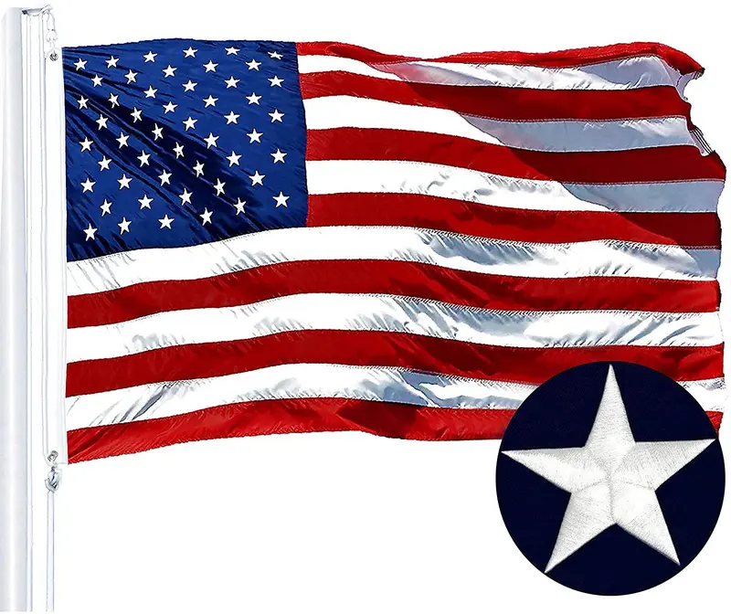 Embroidered American Flag Heavy-Duty Outdoor US Flag - Embroidered Stars