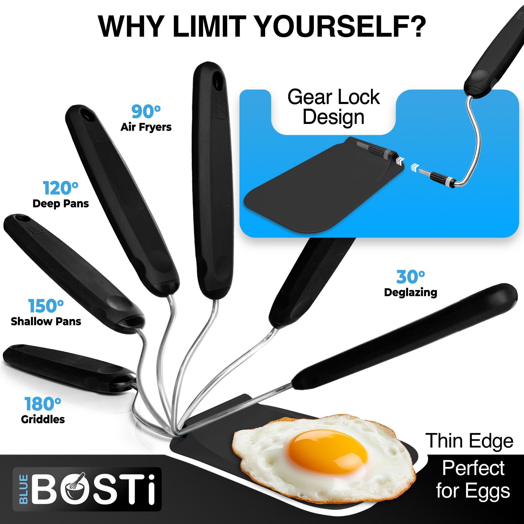 Adaptchula&trade; - Spatula with adjustable angles, a must have kitchen gadget!  Kitchen accessories should serve a purpose!  Perfect for Air Fryers, griddles and everything in-between! Includes 2 Spatula heads made from PPSU - BPA/BPS and PFAS free.  Non-Toxic