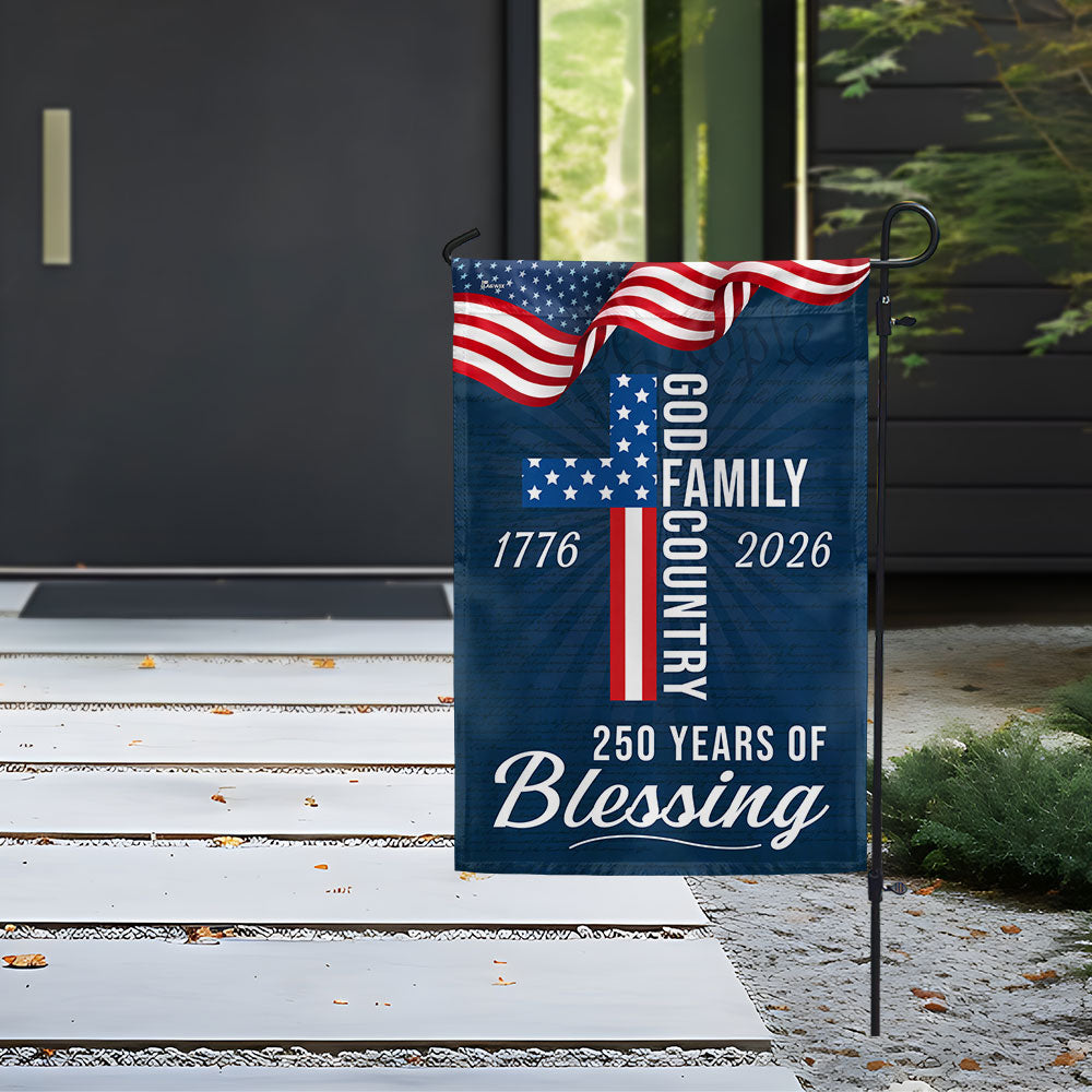 250 Years of Blessing God 1776 2026 Patriotic Flag 