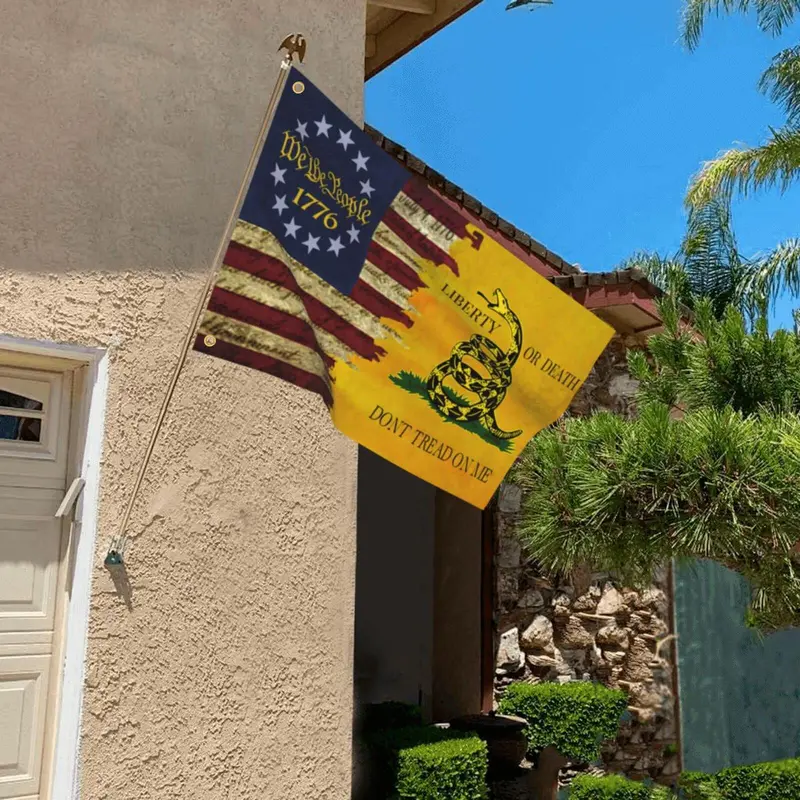 1776 Dont Tread On Me Double-Sided Flag 3x5 Ft We The People Retro American Flag Polyester Mirror Printing Outdoor House Patriotic Banner Decorate Garden Flags Independence Day Decoration