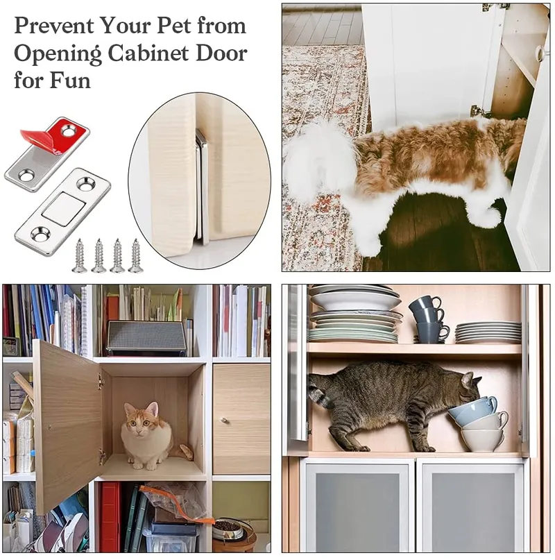 Cabinet magnet helping keep pet-accessed cabinets closed
