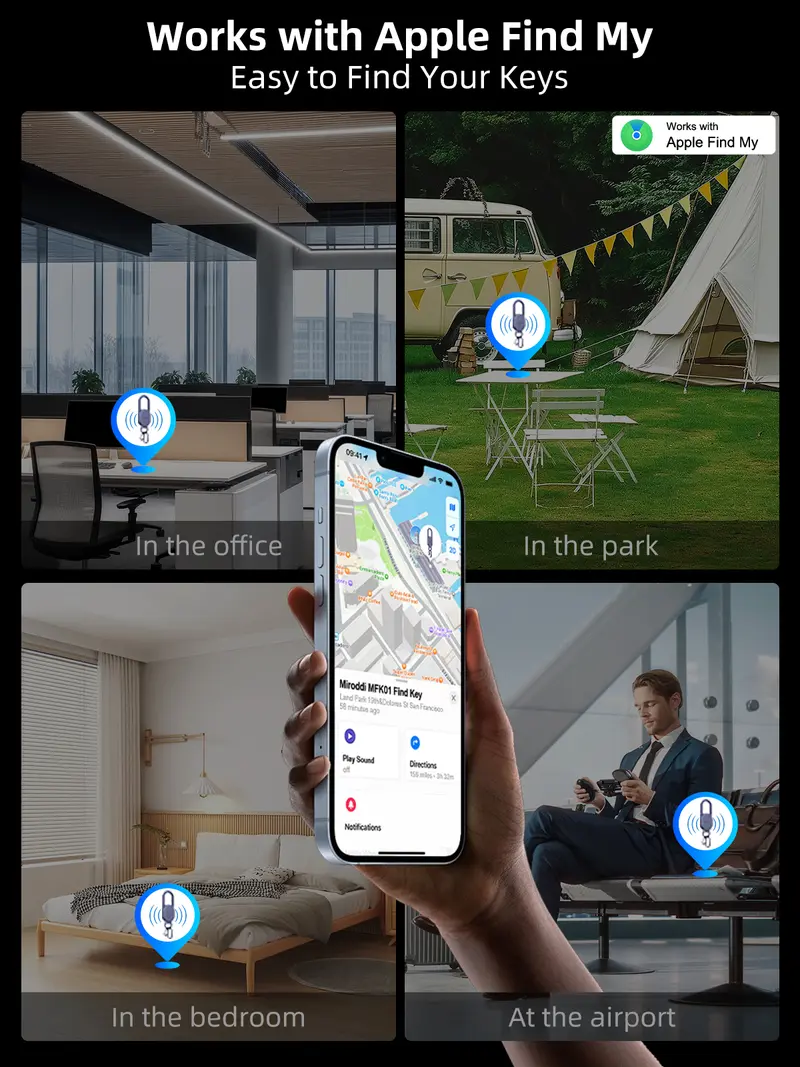 Accessories Works with Apple Find My(iOS Only), Heavy Duty Metal Carabiner Car Key Chains with GPS Tracker