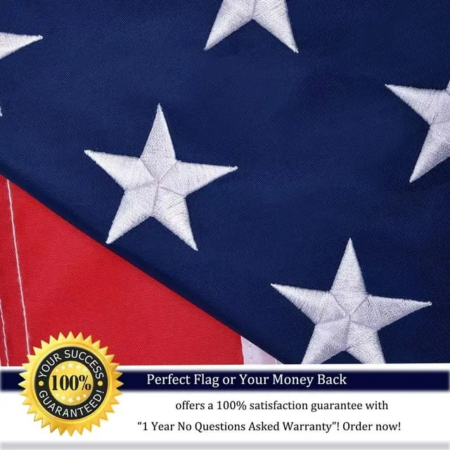 Embroidered American Flag Heavy-Duty Outdoor US Flag - Embroidered Stars