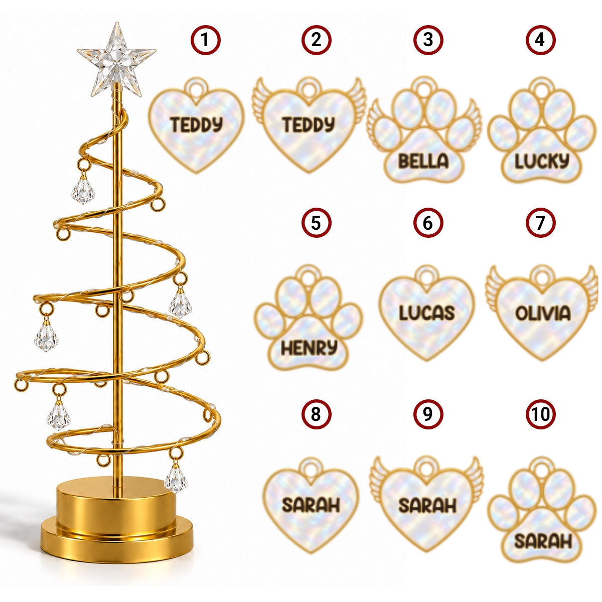Personalized tree with ten names