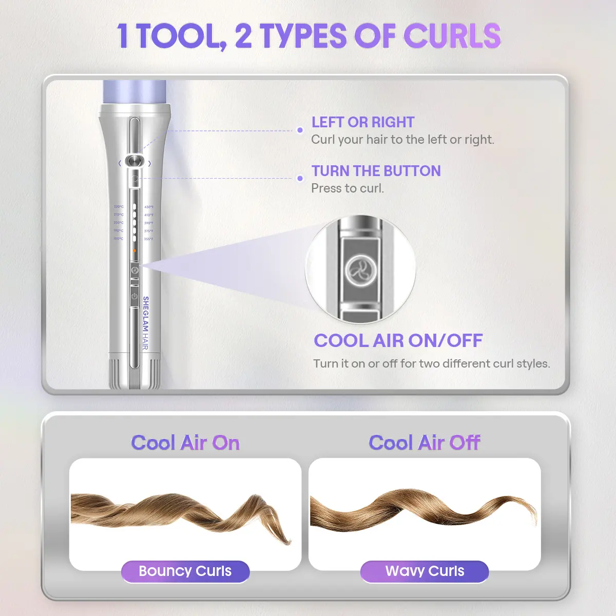 One-Touch Airflow Styler Pro – Auto Rotating Curling Iron with Cooling Airflow