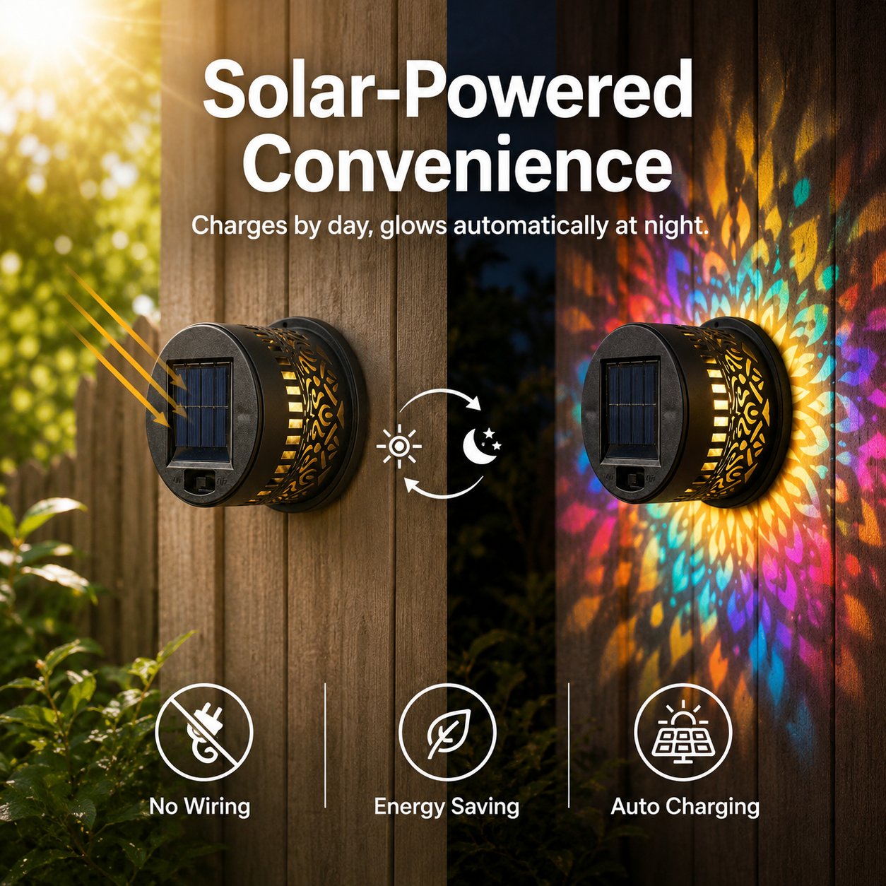 65K+ SOLD!✨Solar Mandala Wall Light | Outdoor Garden Fence Projector Lamp