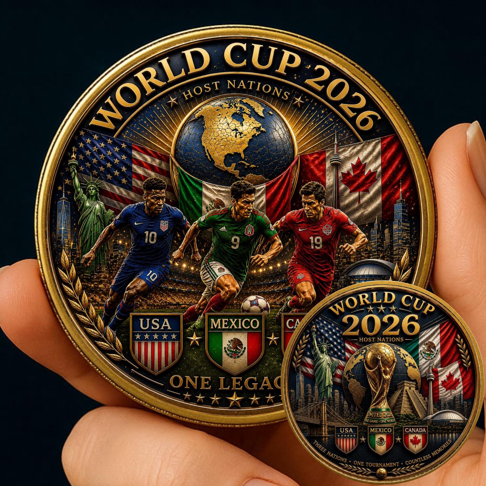 World Cup 2026 Coin: Soccer Fan Gift USA Canada Mexico Match Day Keepsake Football Collectible