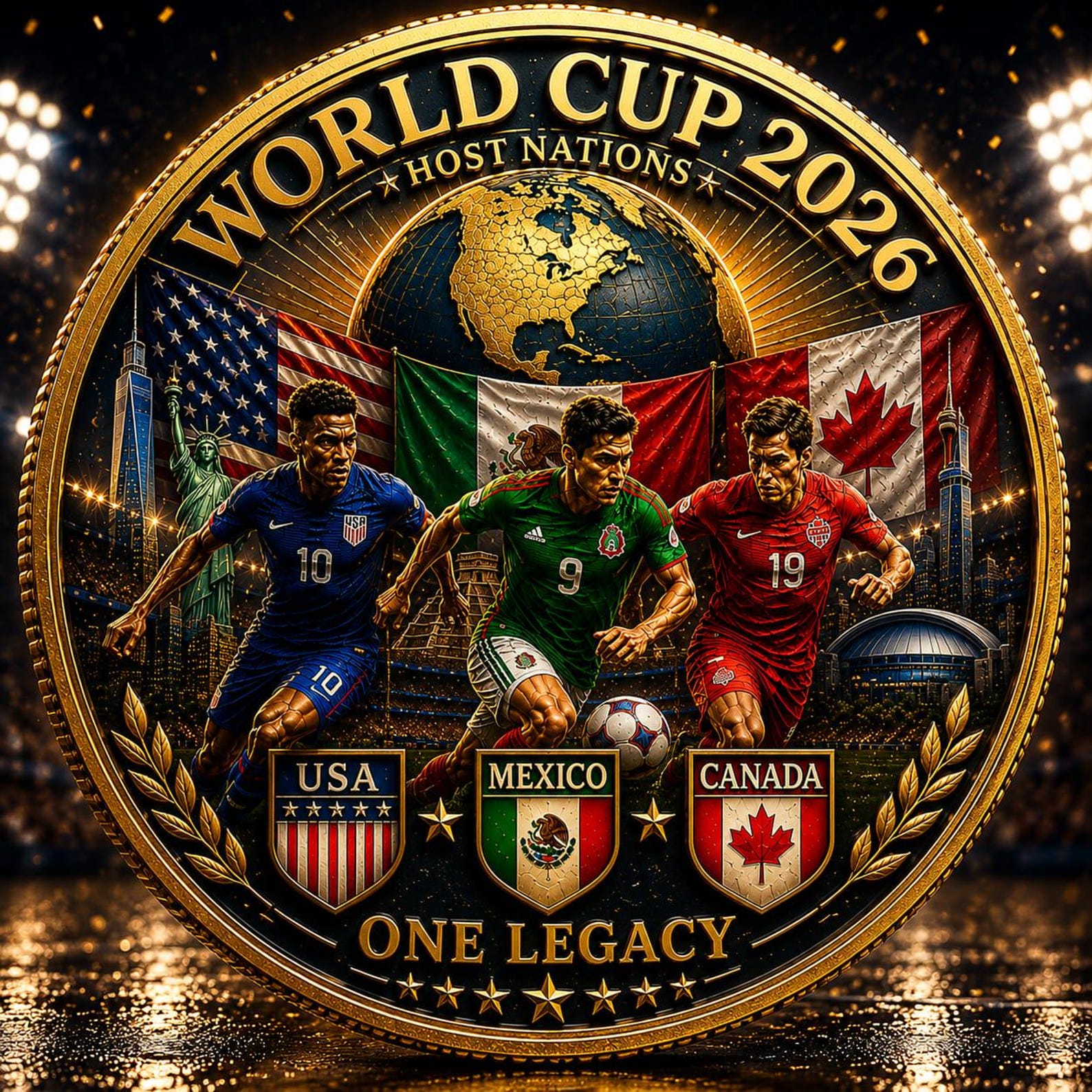 World Cup 2026 Coin: Soccer Fan Gift USA Canada Mexico Match Day Keepsake Football Collectible