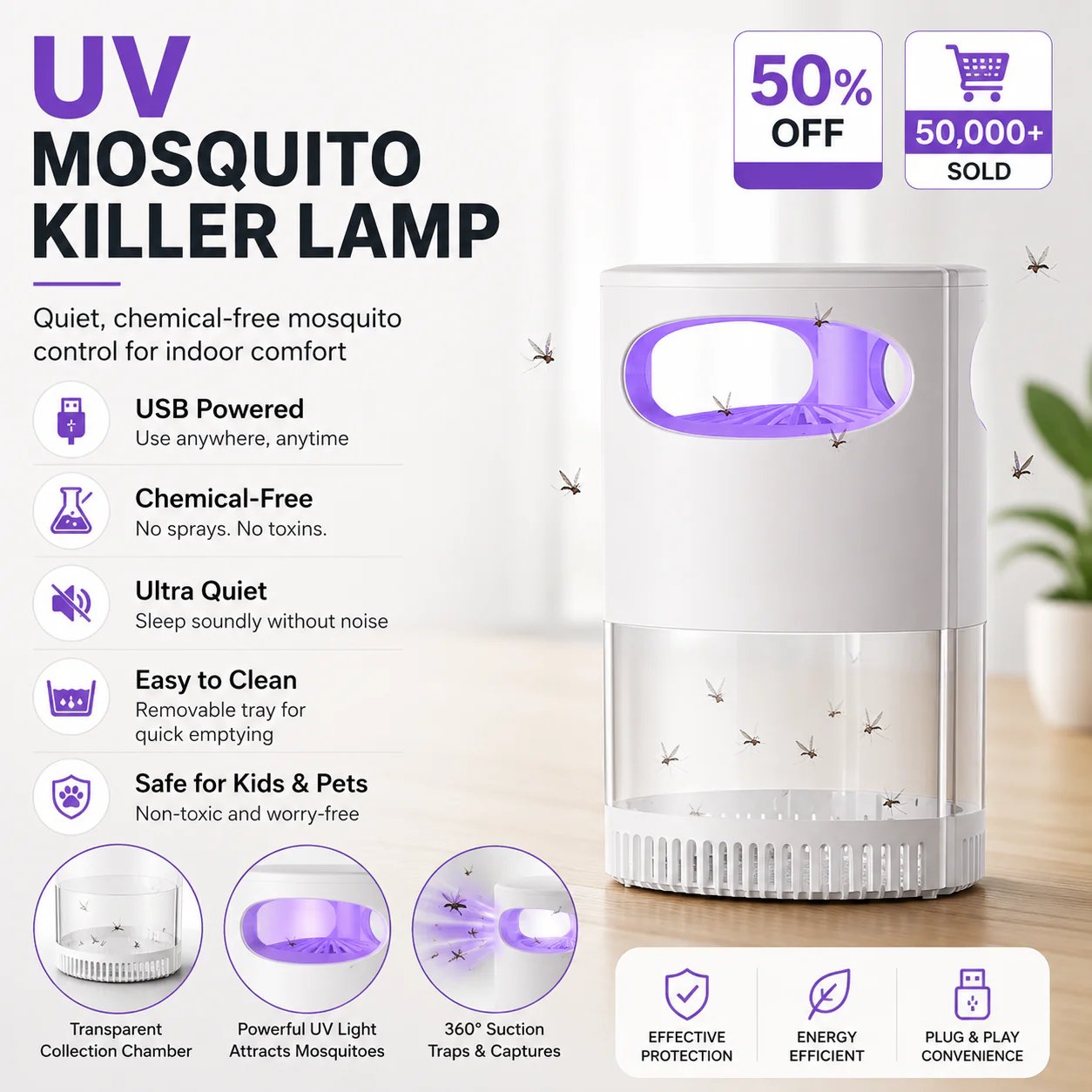 🦟 49% OFF! UV Mosquito Killer Lamp – quiet, USB, chemical-free. 50K+ sold! 🔇🌙