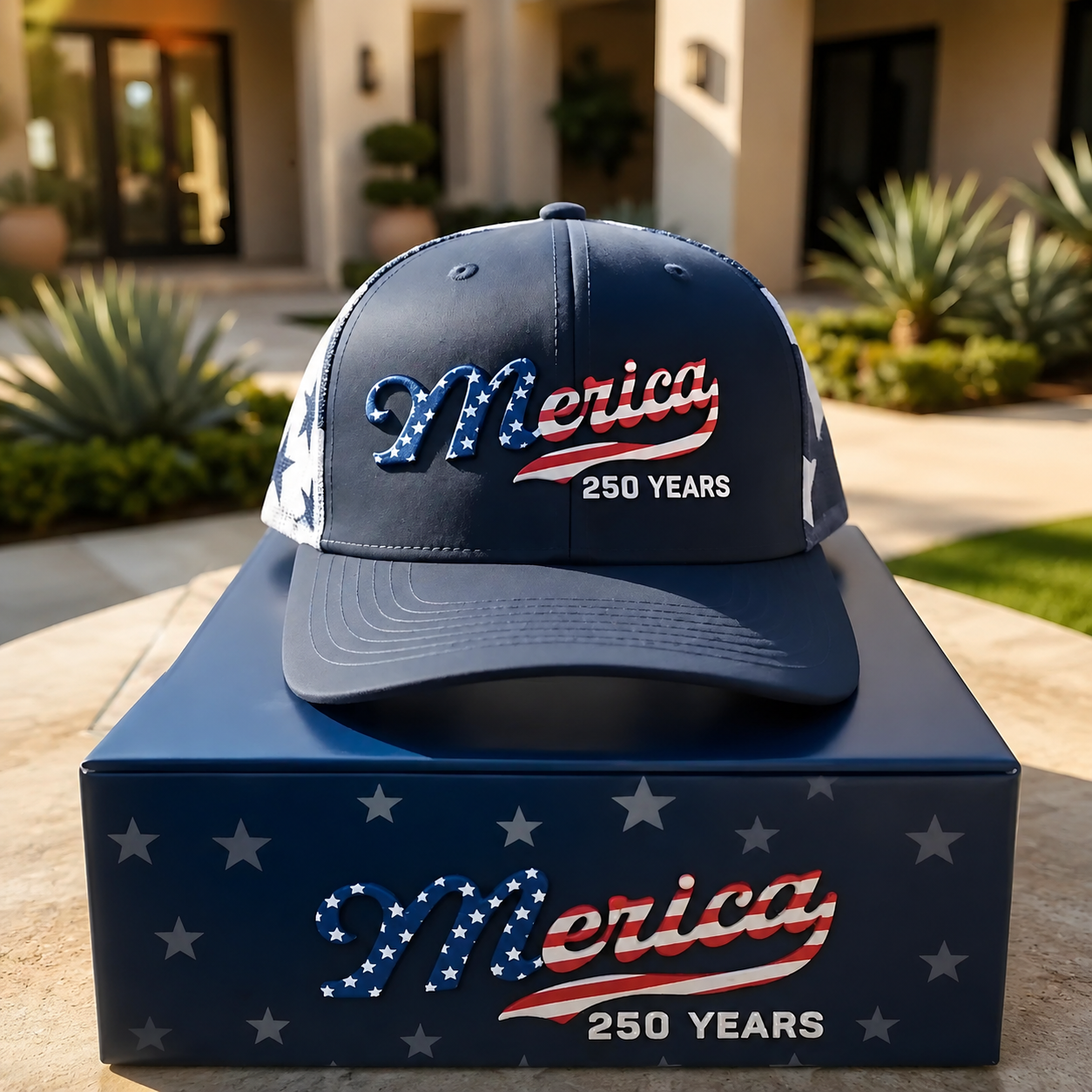 us 'Merica 250 YearsEmbroidered Mesh BackTrucker Hat
