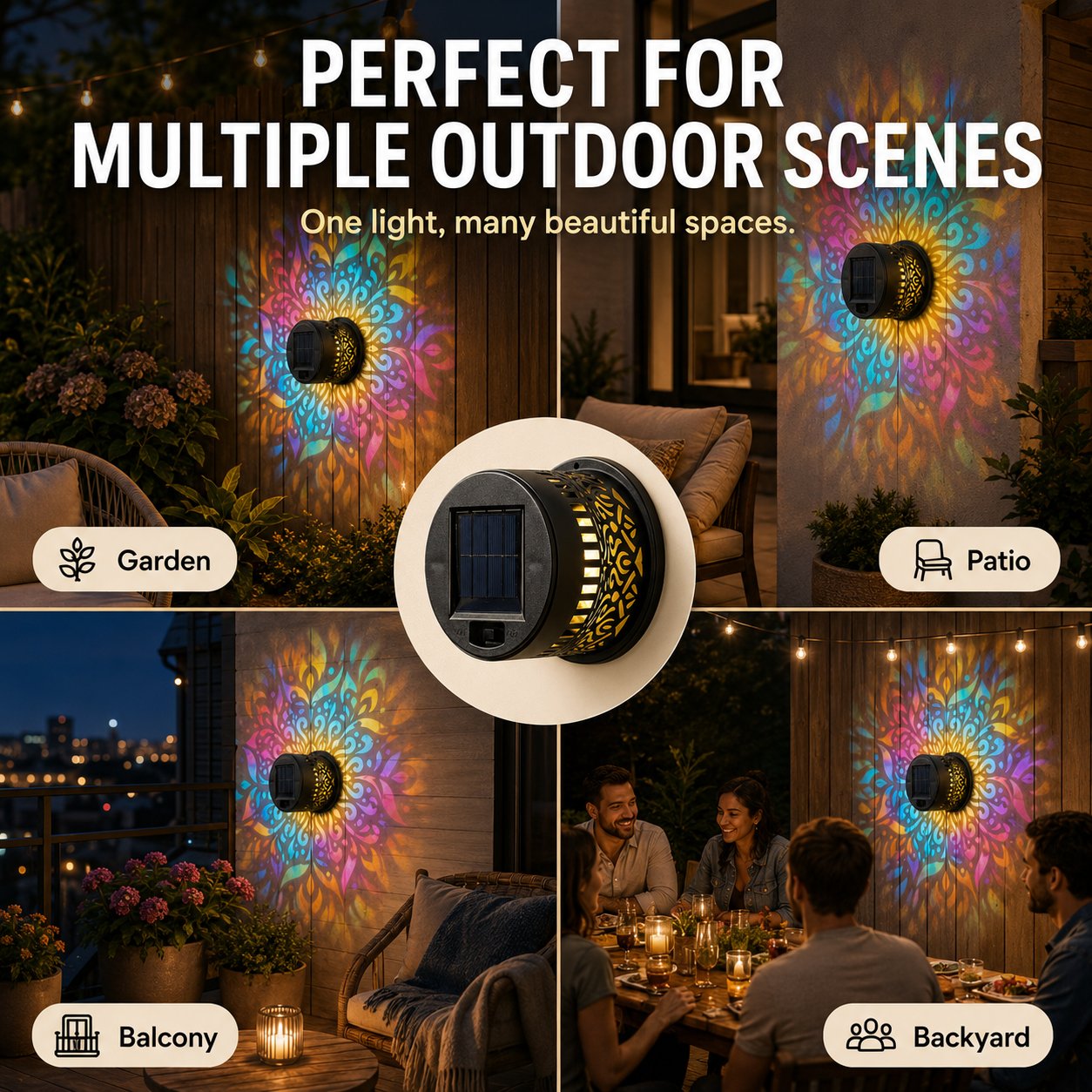 65K+ SOLD!✨Solar Mandala Wall Light | Outdoor Garden Fence Projector Lamp