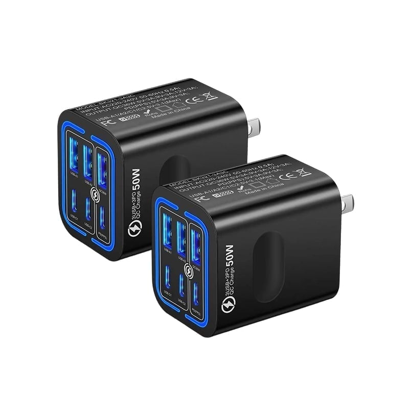 50W Multi-Port Fast Charger – Charge Up to 6 Devices Simultaneously with Smart Power Distribution