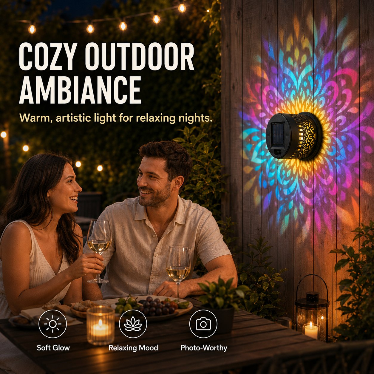 65K+ SOLD!✨Solar Mandala Wall Light | Outdoor Garden Fence Projector Lamp