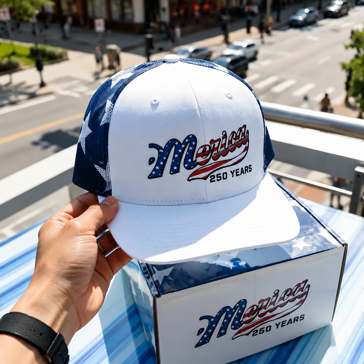 us 'Merica 250 YearsEmbroidered Mesh BackTrucker Hat