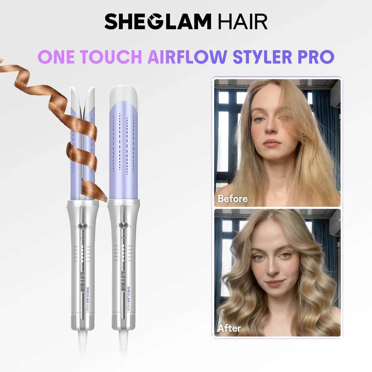 One-Touch Airflow Styler Pro – Auto Rotating Curling Iron with Cooling Airflow
