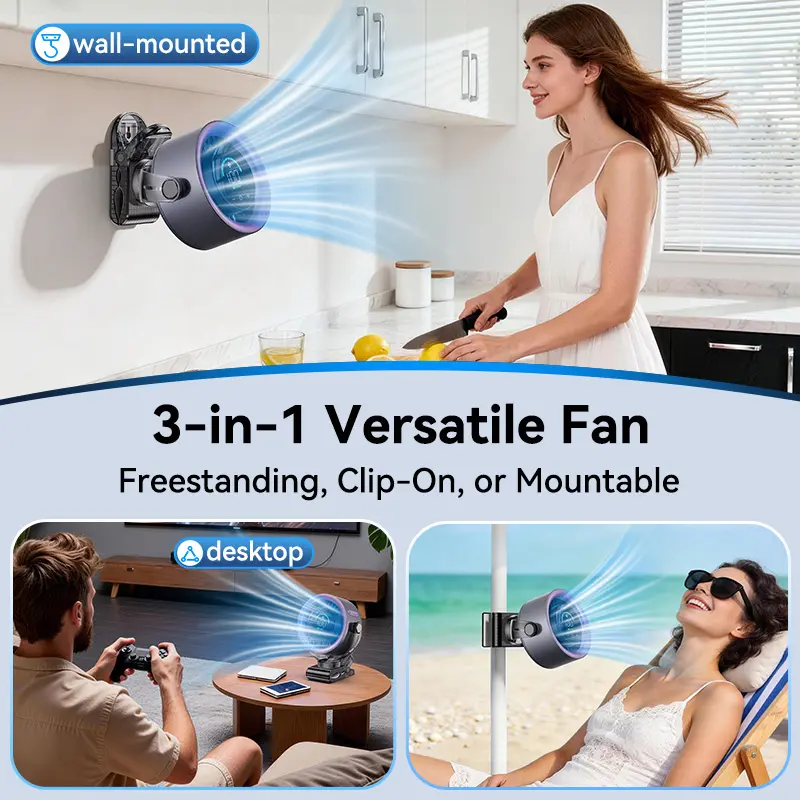 4000mAh Portable Clip-On Fan – 100-Speed Turbo Cooling with LED Display