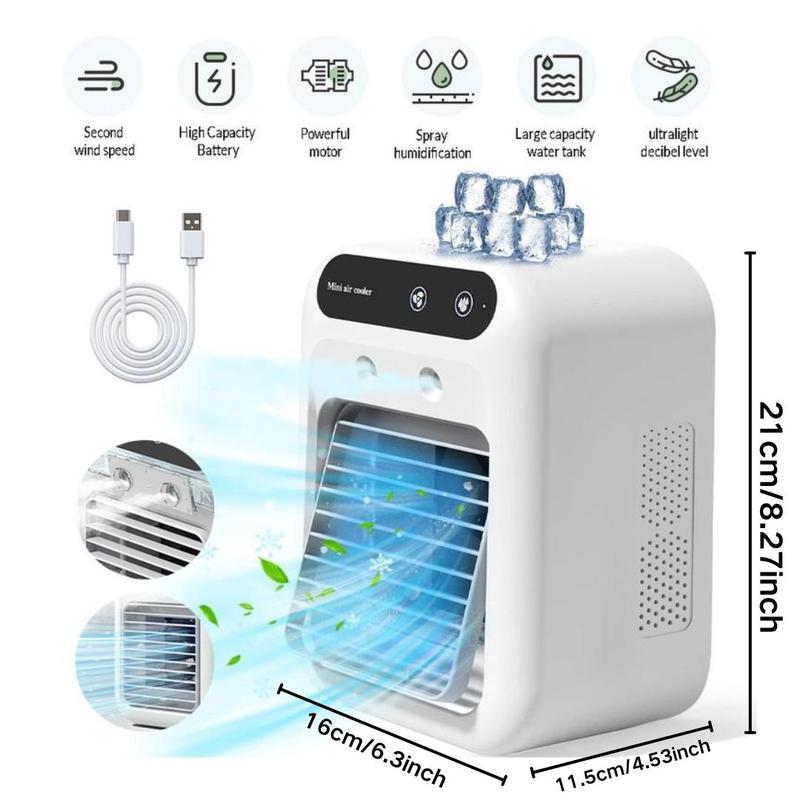 3-in-1 Portable Air Cooler Fan – Rechargeable Mist & Cooling Fan