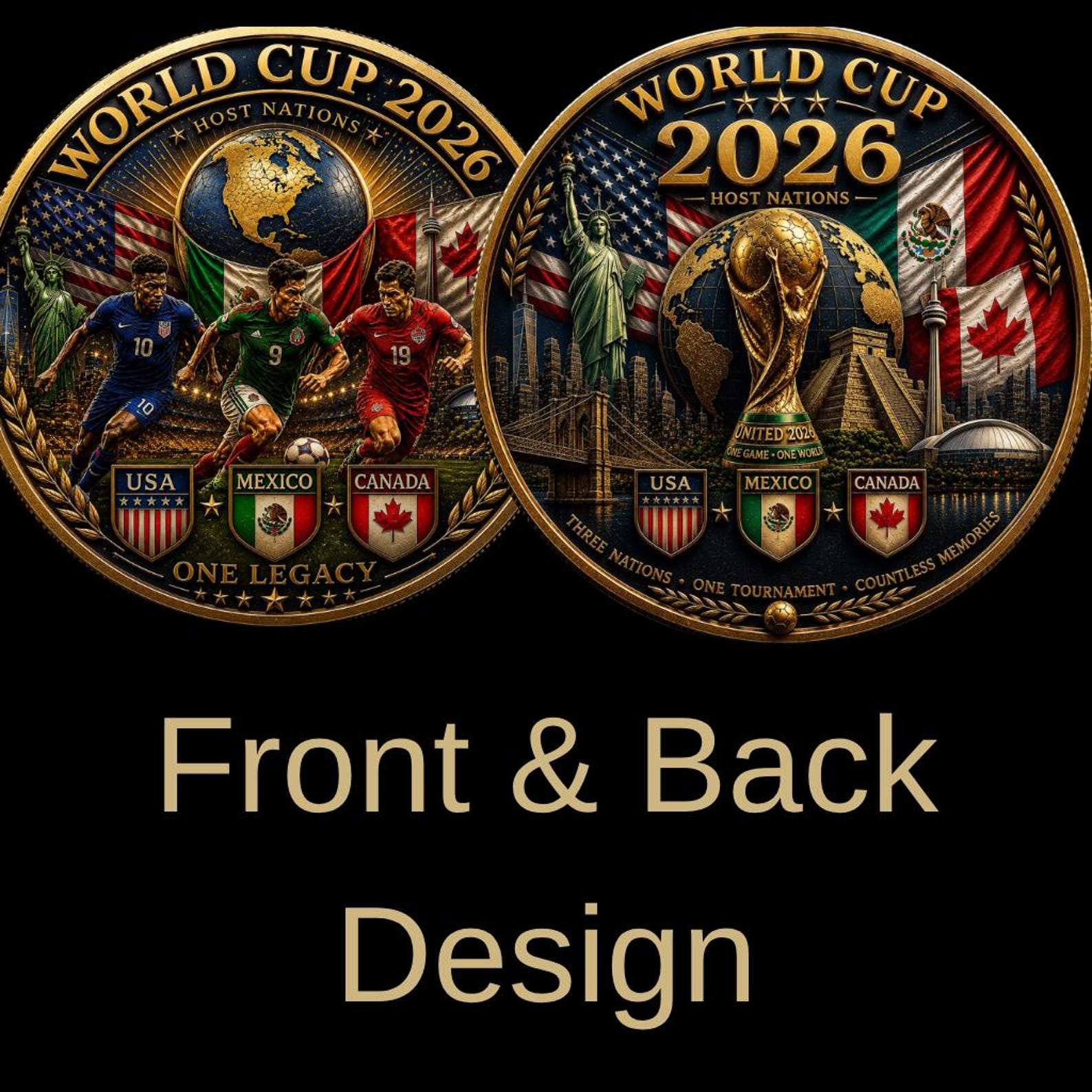 World Cup 2026 Coin: Soccer Fan Gift USA Canada Mexico Match Day Keepsake Football Collectible
