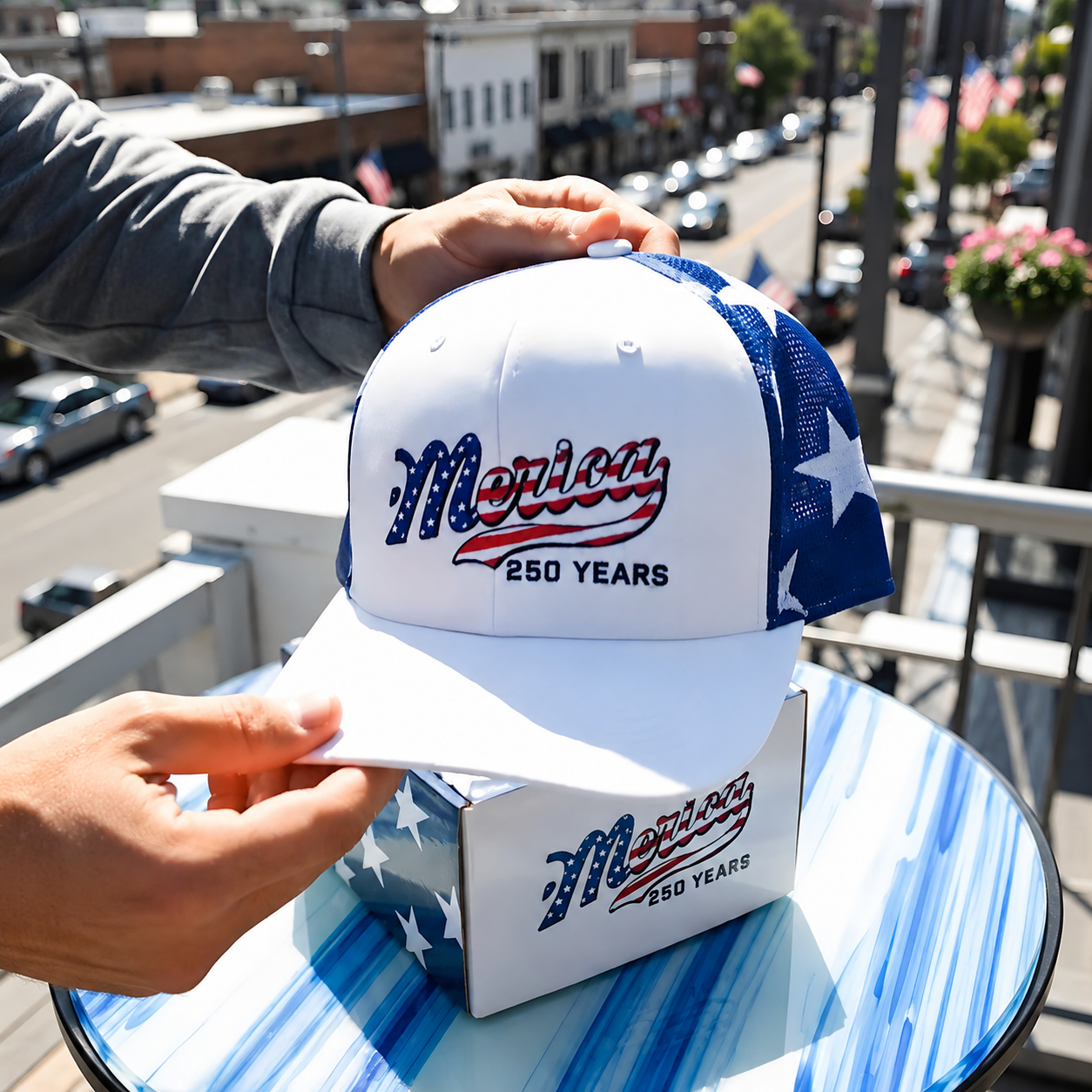 us 'Merica 250 YearsEmbroidered Mesh BackTrucker Hat