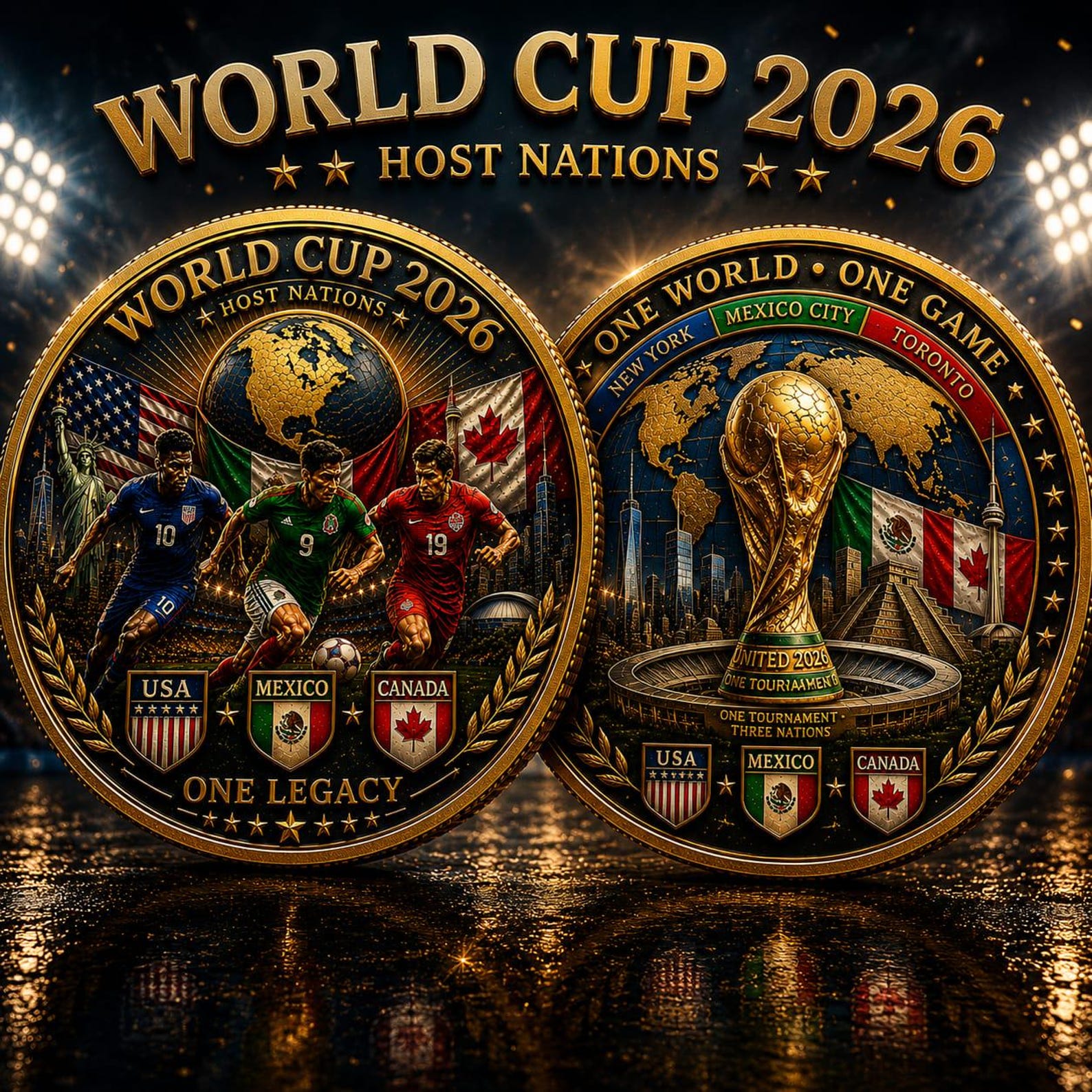 World Cup 2026 Coin: Soccer Fan Gift USA Canada Mexico Match Day Keepsake Football Collectible