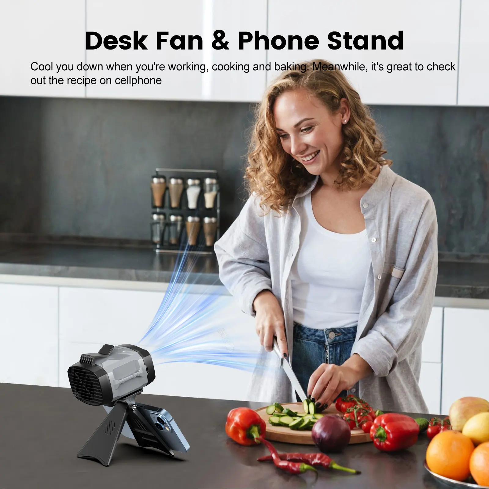 Portable Rechargeable Clip Fan with Stand – 4-Speed Strong Airflow
