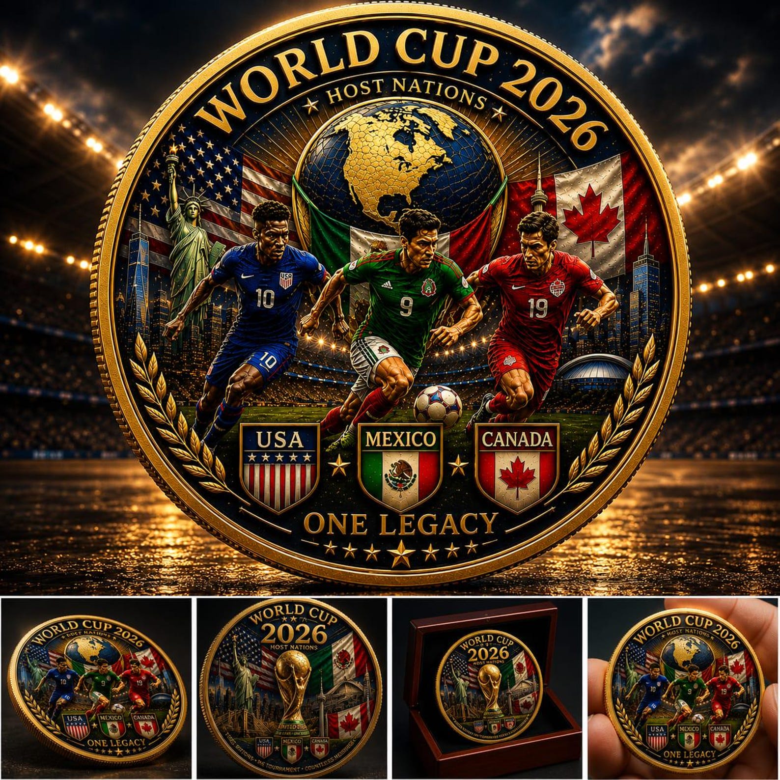 World Cup 2026 Coin: Soccer Fan Gift USA Canada Mexico Match Day Keepsake Football Collectible