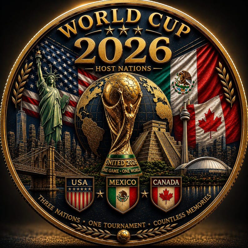 World Cup 2026 Coin: Soccer Fan Gift USA Canada Mexico Match Day Keepsake Football Collectible