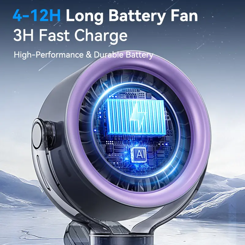 4000mAh Portable Clip-On Fan – 100-Speed Turbo Cooling with LED Display