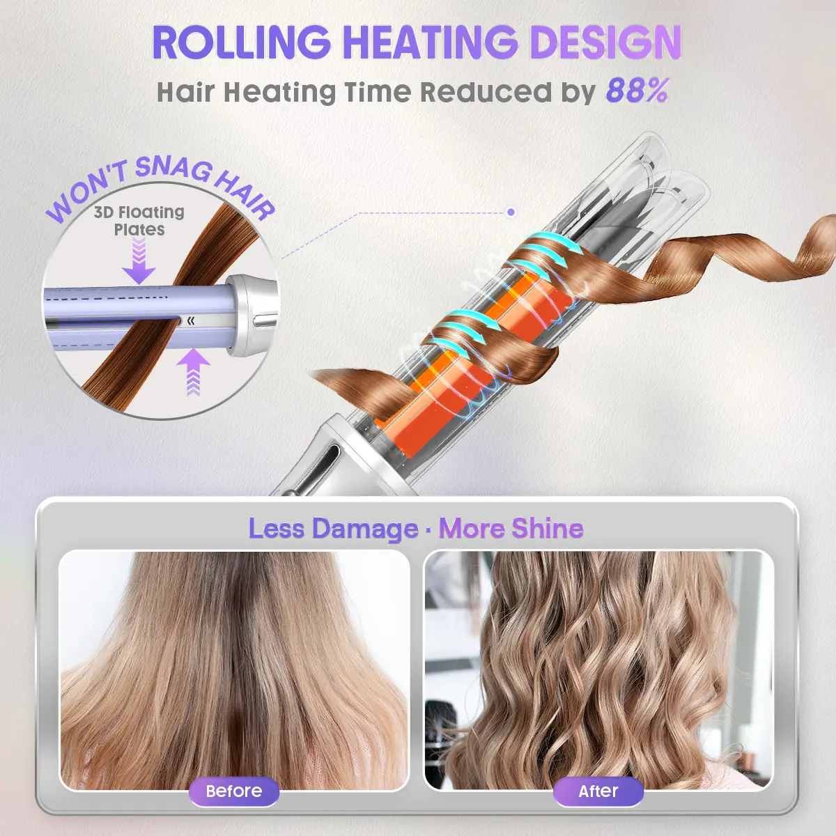 One-Touch Airflow Styler Pro – Auto Rotating Curling Iron with Cooling Airflow
