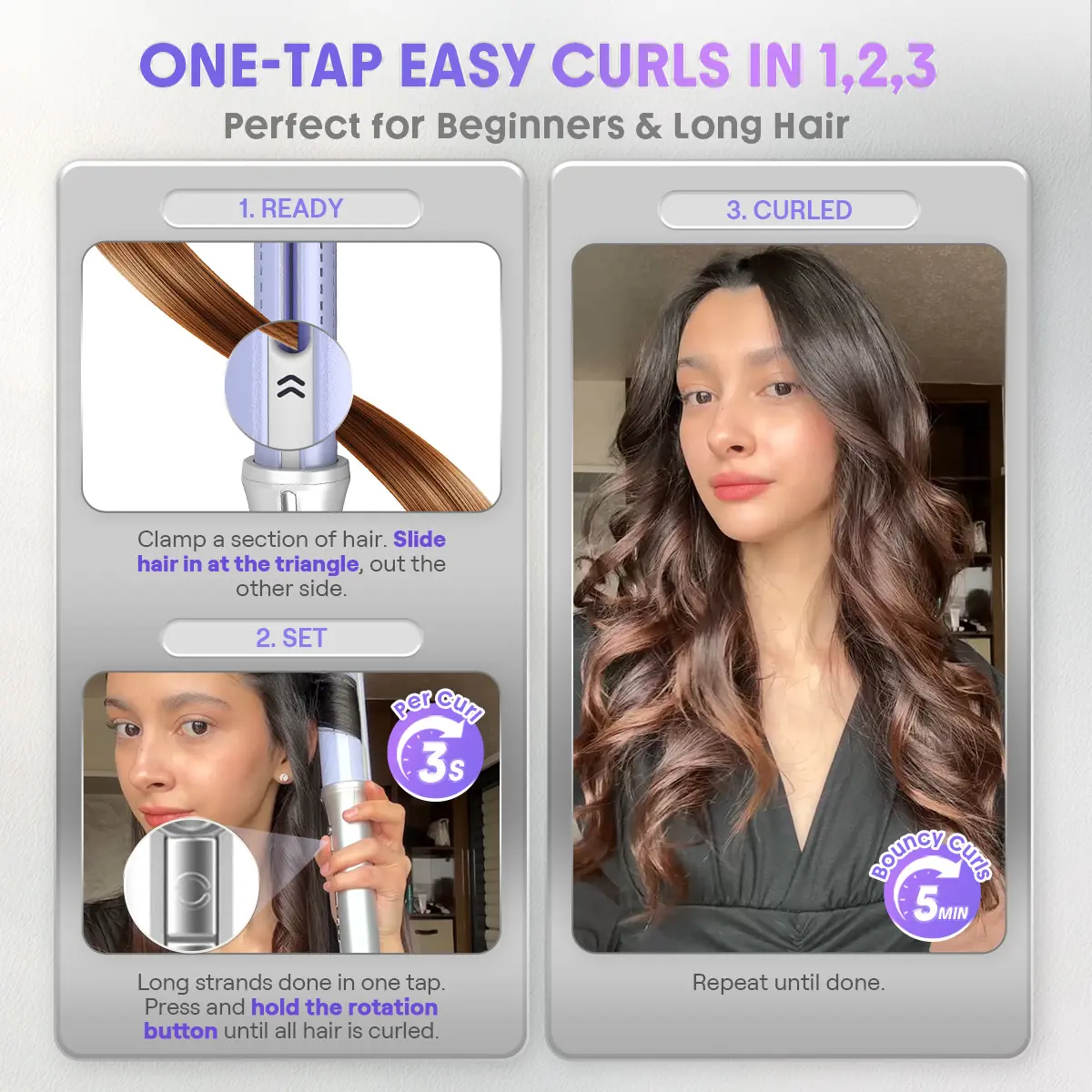 One-Touch Airflow Styler Pro – Auto Rotating Curling Iron with Cooling Airflow