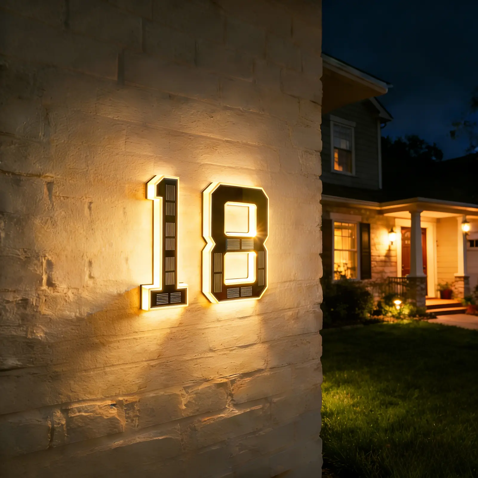 Solar LED Address Sign – Lighted Waterproof House Numbers