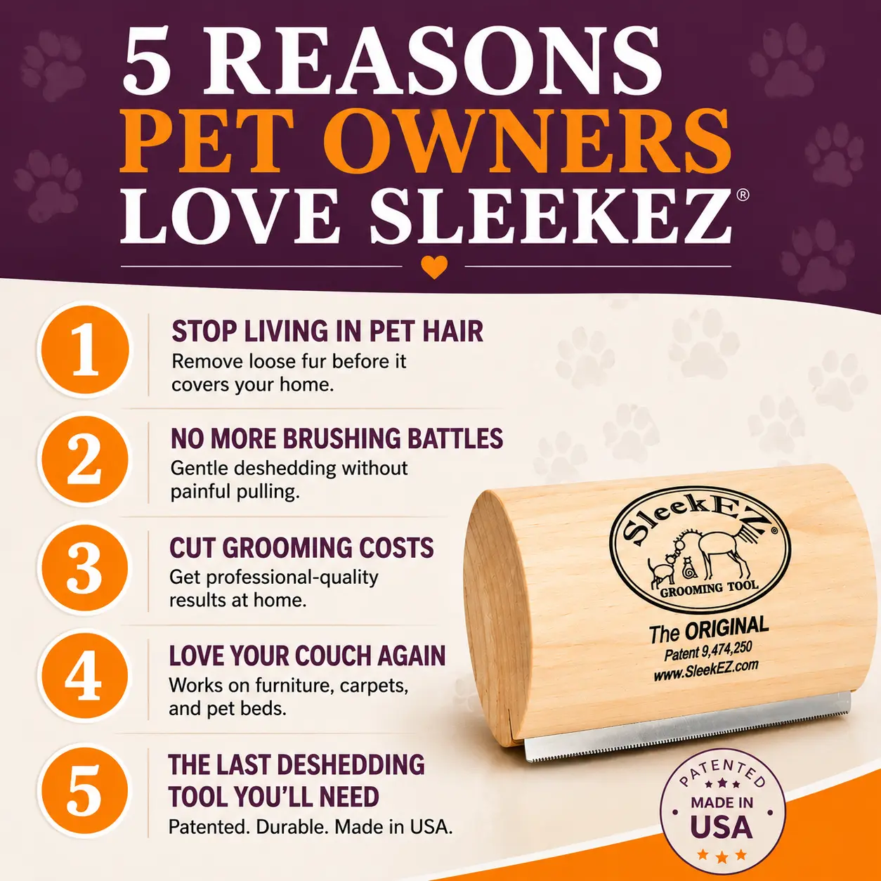 Pet Deshedding Grooming Tool – Professional Shedding Brush for Cats, Dogs & Horses