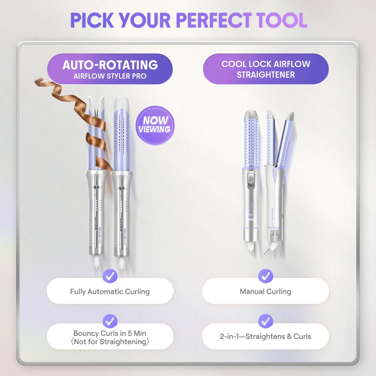 One-Touch Airflow Styler Pro – Auto Rotating Curling Iron with Cooling Airflow
