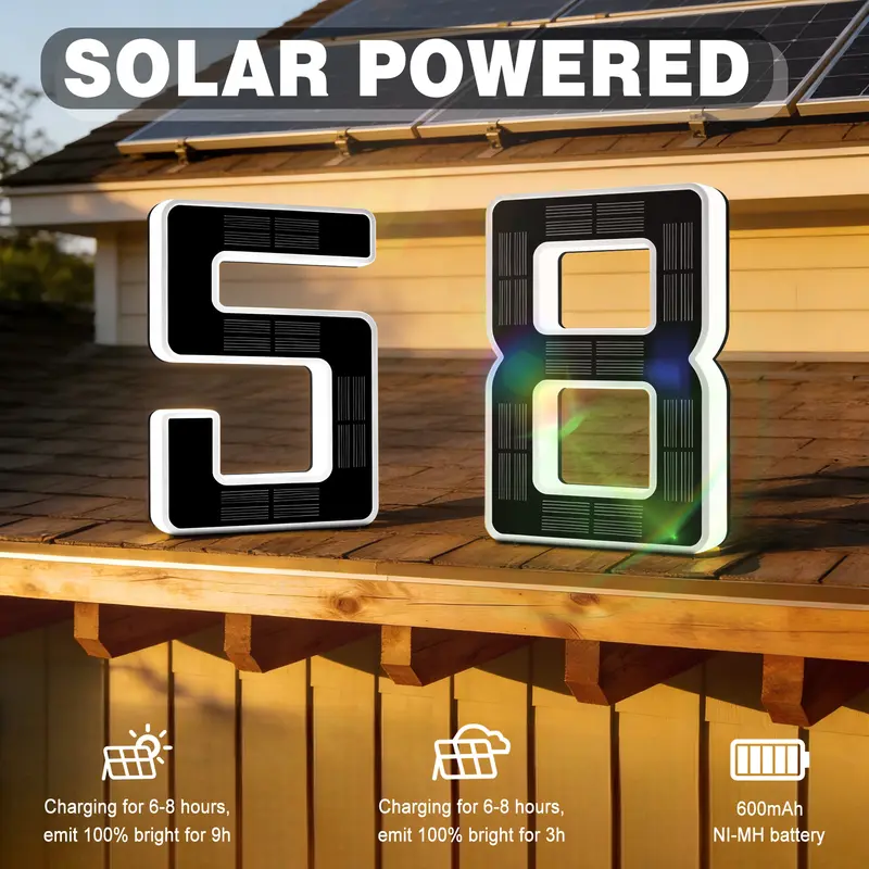 Solar LED Address Sign – Lighted Waterproof House Numbers