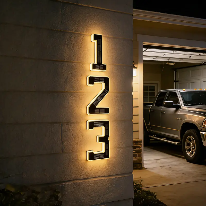 Solar LED Address Sign – Lighted Waterproof House Numbers