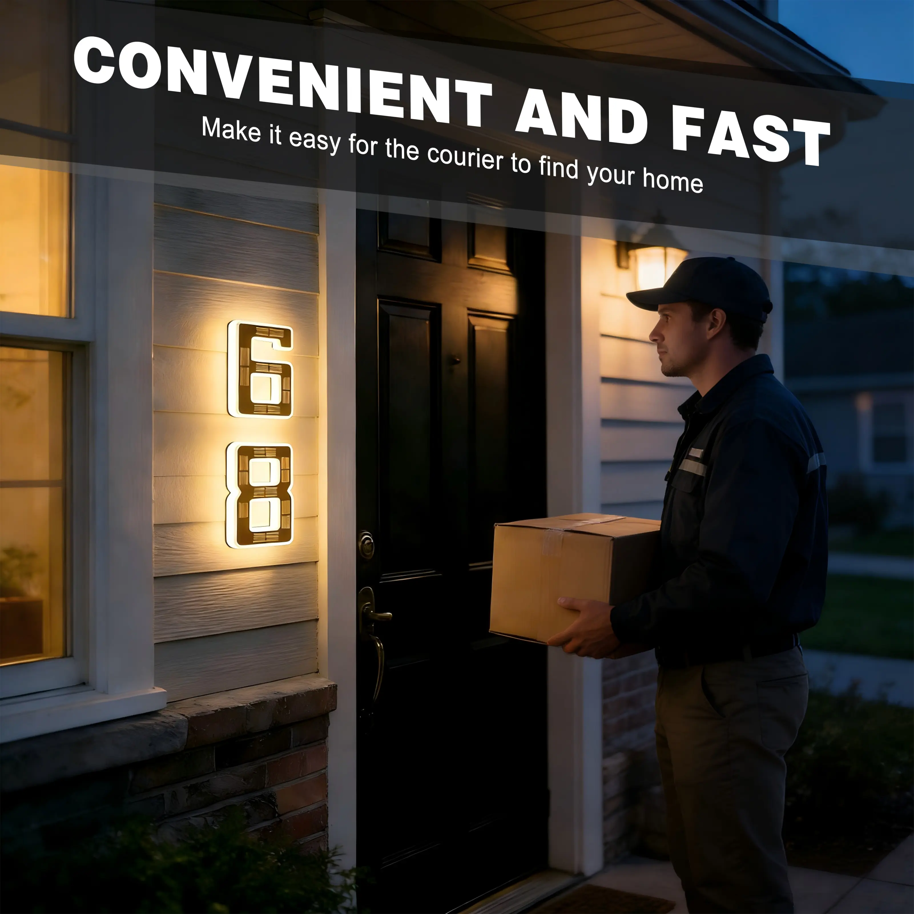 Solar LED Address Sign – Lighted Waterproof House Numbers