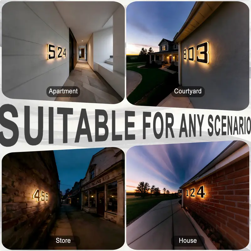 Solar LED Address Sign – Lighted Waterproof House Numbers