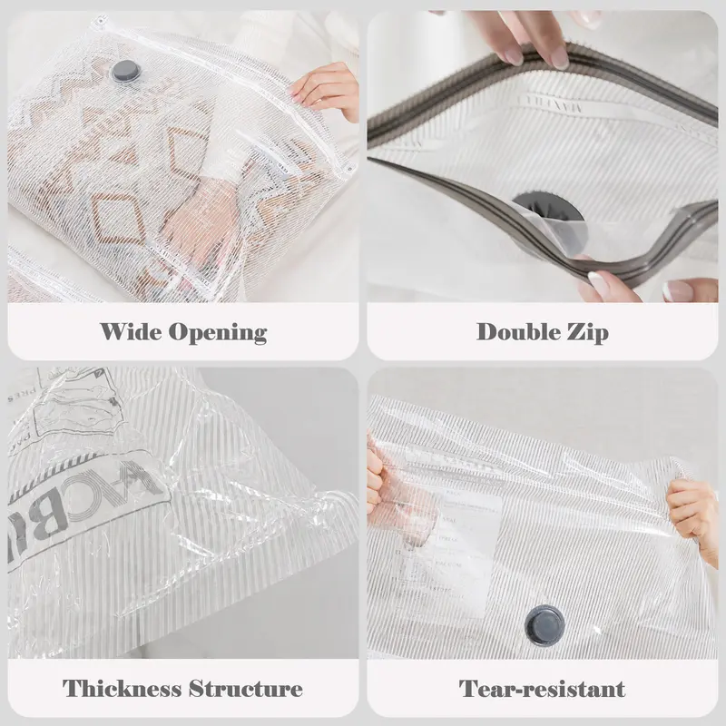 【Summer Vibes】Vacease Cordless Travel Vacuum Bag Set with Rechargeable Air Pump - 15-Pack Space Saving Storage Bags, Airtight Resealing Sealed Organizers for Luggage, Sturdy Lightweight Clothes Storage Solution, Vacuum Bags For Travel
