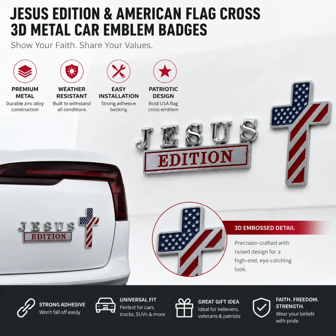 USA 250th Anniversary Metal Emblem – Faith, Family & Freedom Patriotic Car Badge
